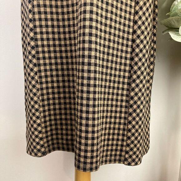 J. JILL Dress | Ponte Gingham | Camel Tan Black Checkered | Size Small - Picture 4 of 9
